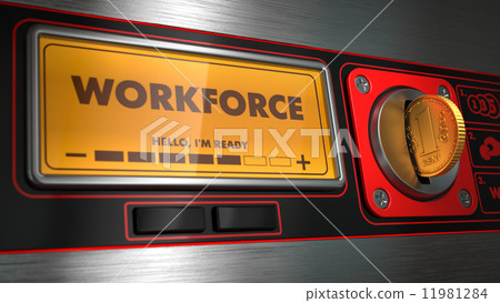 Workforce on Display of Vending Machine. 11981284