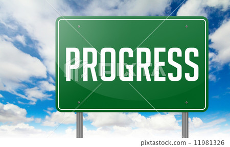 Progress on Green Highway Signpost. - Stock Illustration [11981326] - PIXTA