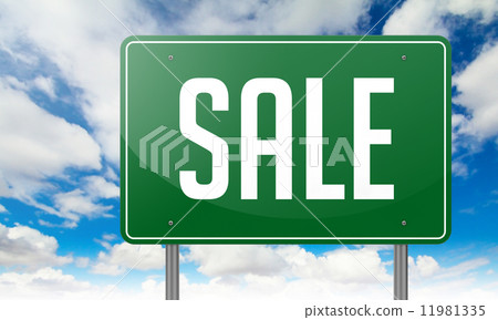 Sale on Green Highway Signpost. 11981335