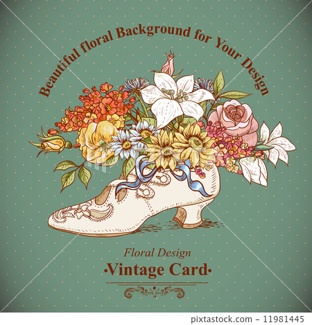 Vintage Background with Flowers and Shoes 11981445