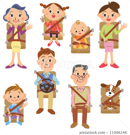 坐在汽車座位的家庭家庭 坐在汽車座位的家庭家庭 11986246