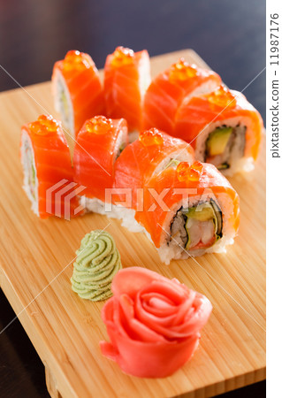 sushi on the wood board sushi on the wood board 11987176