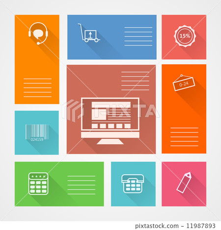 Flat square vector icons for web store - Stock Illustration [11987893 ...