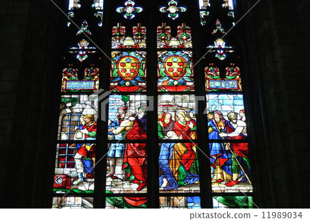 Italy Milano Duomo Stained glass Facade of Cathedral Duomo, Milan 11989034