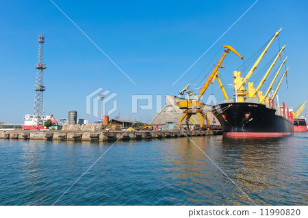 Loading of Industrial cargo ship in Burgas port 11990820