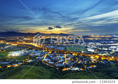 Hong Kong Yuen Long downtown sunset 11991624