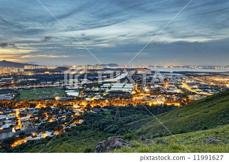Hong Kong Yuen Long downtown sunset 11991627