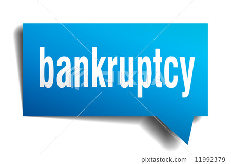 bankruptcy blue 3d realistic paper speech bubble isolated on white 11992379