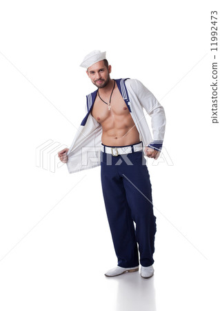 Bearded man in role-playing sailor costume 11992473