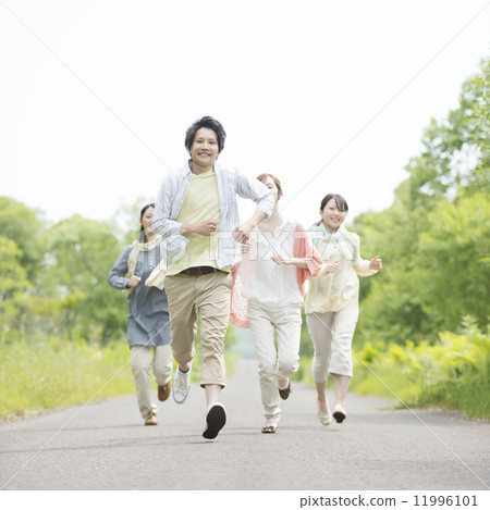 College students running in one road 11996101