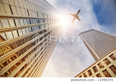 Frankfurt Skyscraper with plane 11996145