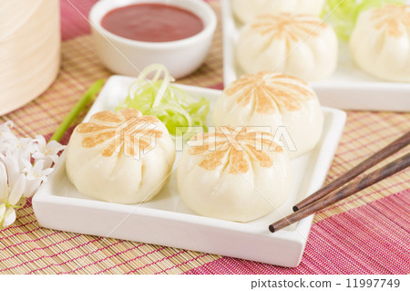 Salapao - Thai steamed buns filled with chicken. Salapao - Thai steamed buns filled with chicken. 11997749