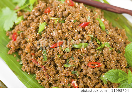 Larb - Lao minced beef salad with fish sauce, lime juice and fresh herbs. Larb - Lao minced beef salad with fish sauce, lime juice and fresh herbs. 11998794