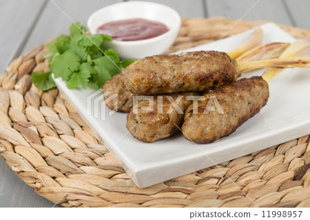 Nem Nuong Xa - Vietnamese minced pork lemongrass skewers. 11998957