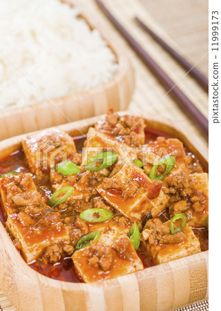 Mapo Tofu - Tofu and minced pork cooked with chili bean paste, fermented black beans and chili oil. Mapo Tofu - Tofu and minced pork cooked with chili bean paste, fermented black beans and chili oil. 11999173