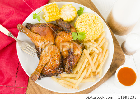 Piri Piri Chicken - Spatchcocked poussin grilled with piri piri sauce. 11999233