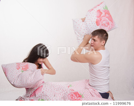 The newlyweds had a pillow fight The newlyweds had a pillow fight 11999676