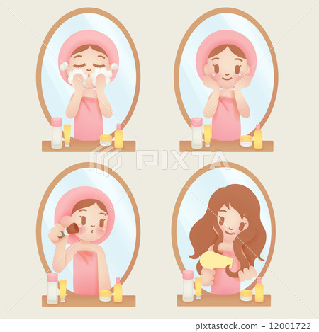 Pretty girl with skincare and make up Pretty girl with skincare and make up 12001722