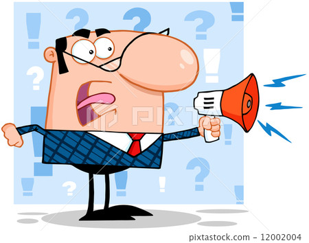 Excited Business Man Speaking Through A Megaphone 12002004