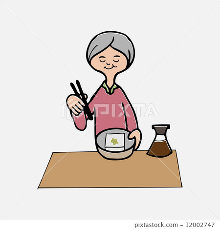 Old lady have meal alone 12002747