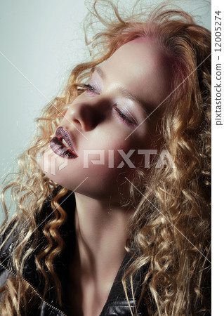 Glam. Profile of Pensive Girl with Trendy Vivid Makeup 12005274