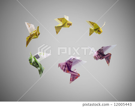 origami birds of euro money fly out 12005443