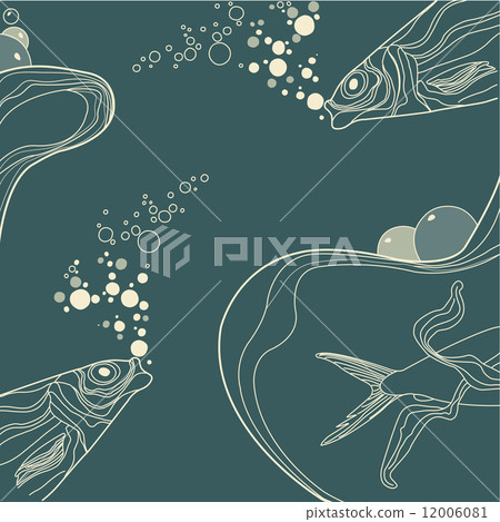 vintage fish and wive ornamental stripes on retro background vintage fish and wive ornamental stripes on retro background 12006081