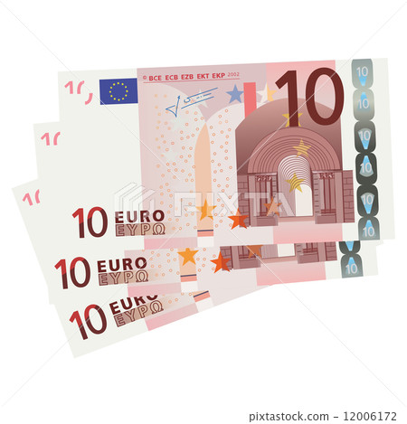Vector drawing of a 3x 10 Euro bills  12006172