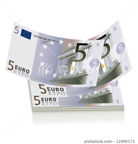 Flying 5 euro bills  12006173