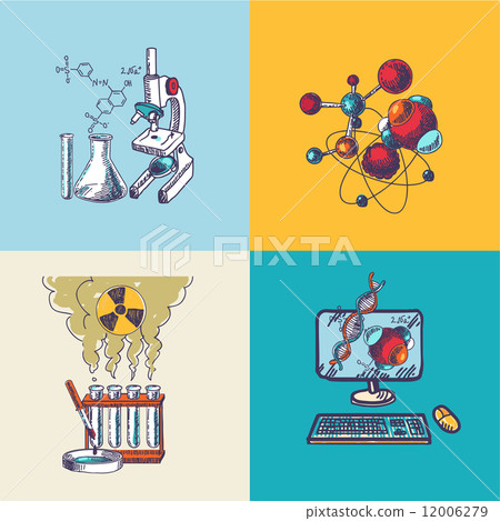 Chemistry icon sketch composition 12006279