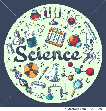 Chemistry research emblem template sketch 12006280