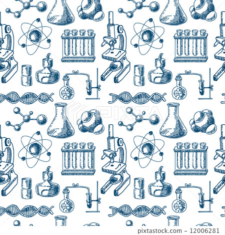 Chemistry equipment sketch seamless 12006281