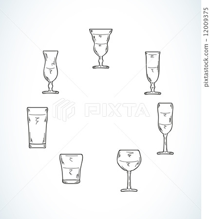 sketch of glasses for water or alcohol sketch of glasses for water or alcohol 12009375