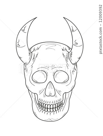 sketch of the skull with horns 12009392
