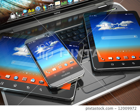 Mobile devices. Laptop, smartphone and tablet pc.-插圖素材 [12009972] - PIXTA圖庫