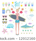 衝浪女孩矢量插圖集 12012160