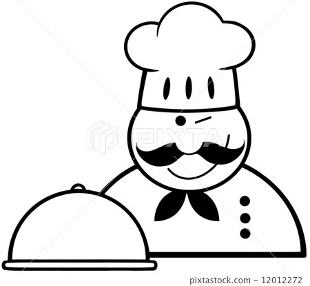Outlined Winked Chef Logo With Platter Outlined Winked Chef Logo With Platter 12012272