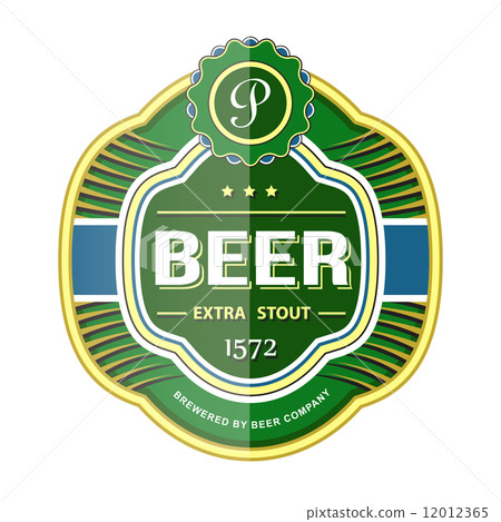Green beer bottle label template 12012365