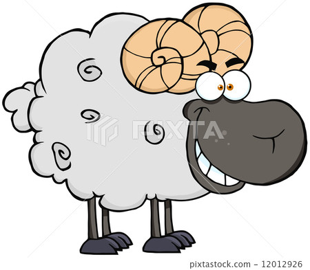 Black Ram Cartoon Mascot Character 12012926