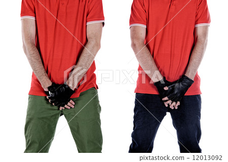 Football players protecting their genitals 12013092