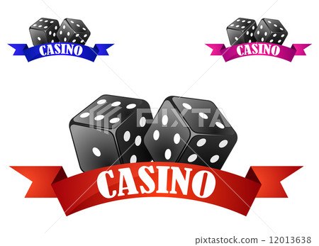 Casino dice symbol or badge with dice 12013638