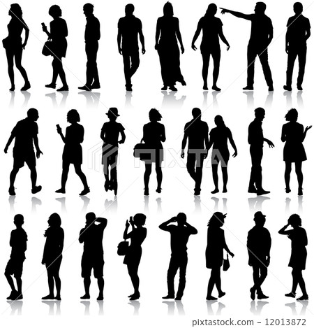 Black silhouettes of beautiful mans and womans on white backgrou Black silhouettes of beautiful mans and womans on white backgrou 12013872