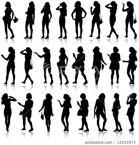 Black silhouettes of beautiful mans and womans on white backgrou Black silhouettes of beautiful mans and womans on white backgrou 12013873