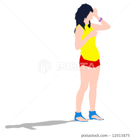 silhouettes of beautiful womans on white background. Vector illu silhouettes of beautiful womans on white background. Vector illu 12013875