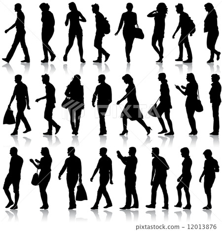 Black silhouettes of beautiful mans and womans on white backgrou Black silhouettes of beautiful mans and womans on white backgrou 12013876