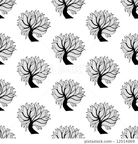 Seamless pattern background, black and white tree Seamless pattern background, black and white tree 12014869