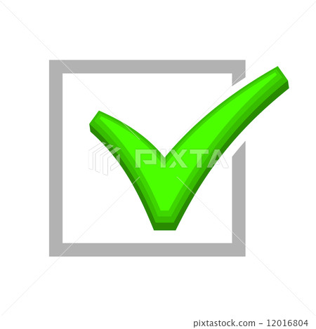 Image of Box Being Checked by Green Check Mark. Vector 12016804