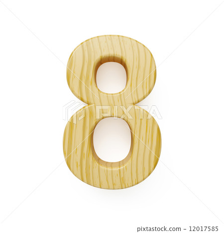 Wood digit eight symbol - 8 12017585