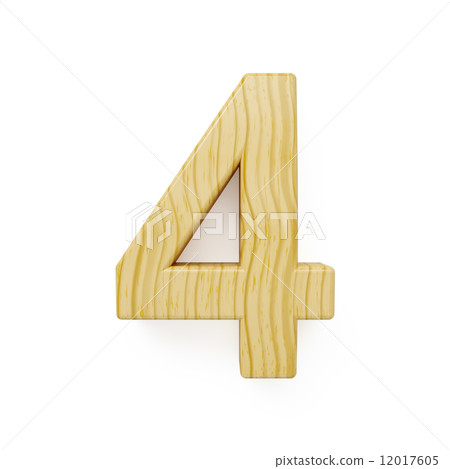 Wood digit four symbol - 4 12017605