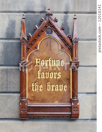 Decorative wooden sign - Fortune favors the brave 12018141